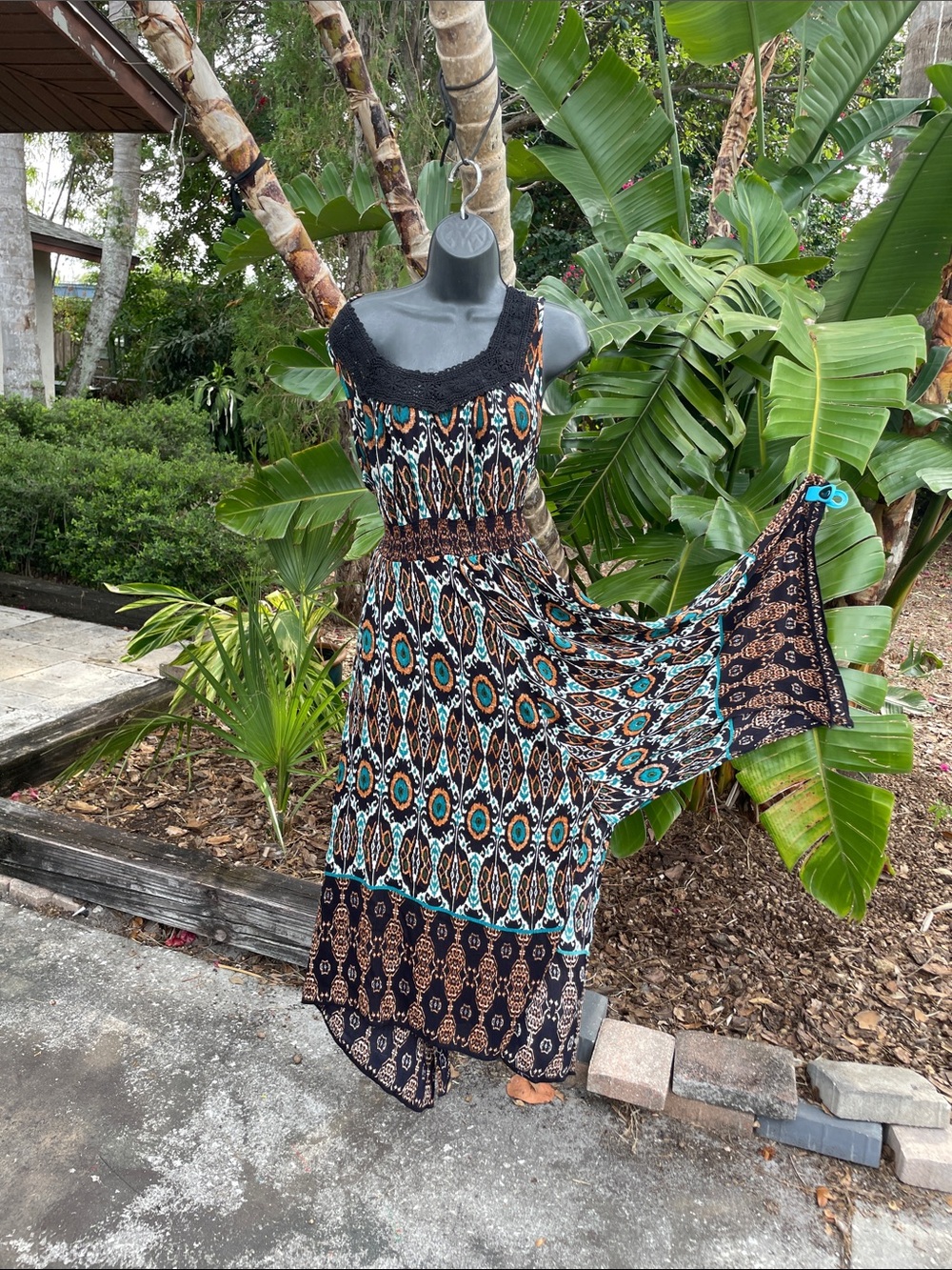lace and handkerchief hem Bohemian dress